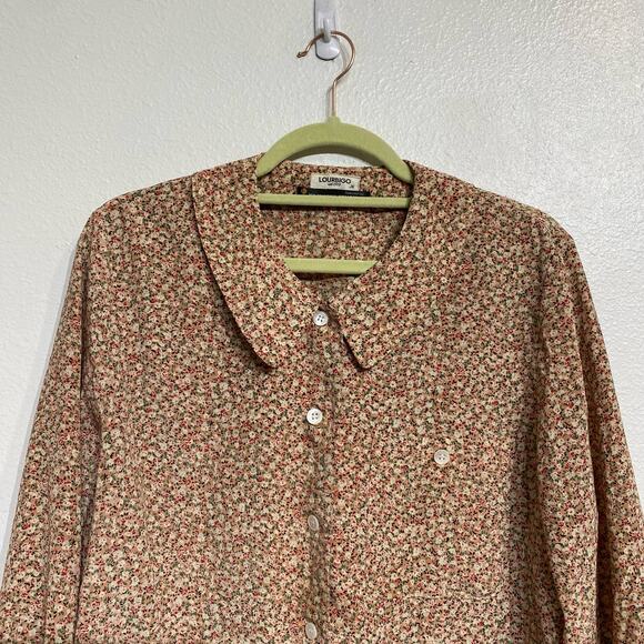 Lourbigo 36 Floral Button Down Blouse Sz L - Picture 3 of 10